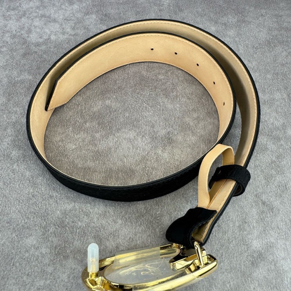 NEW Gucci Black GG Monogram Lurex Canvas Belt - Picture 8 of 13